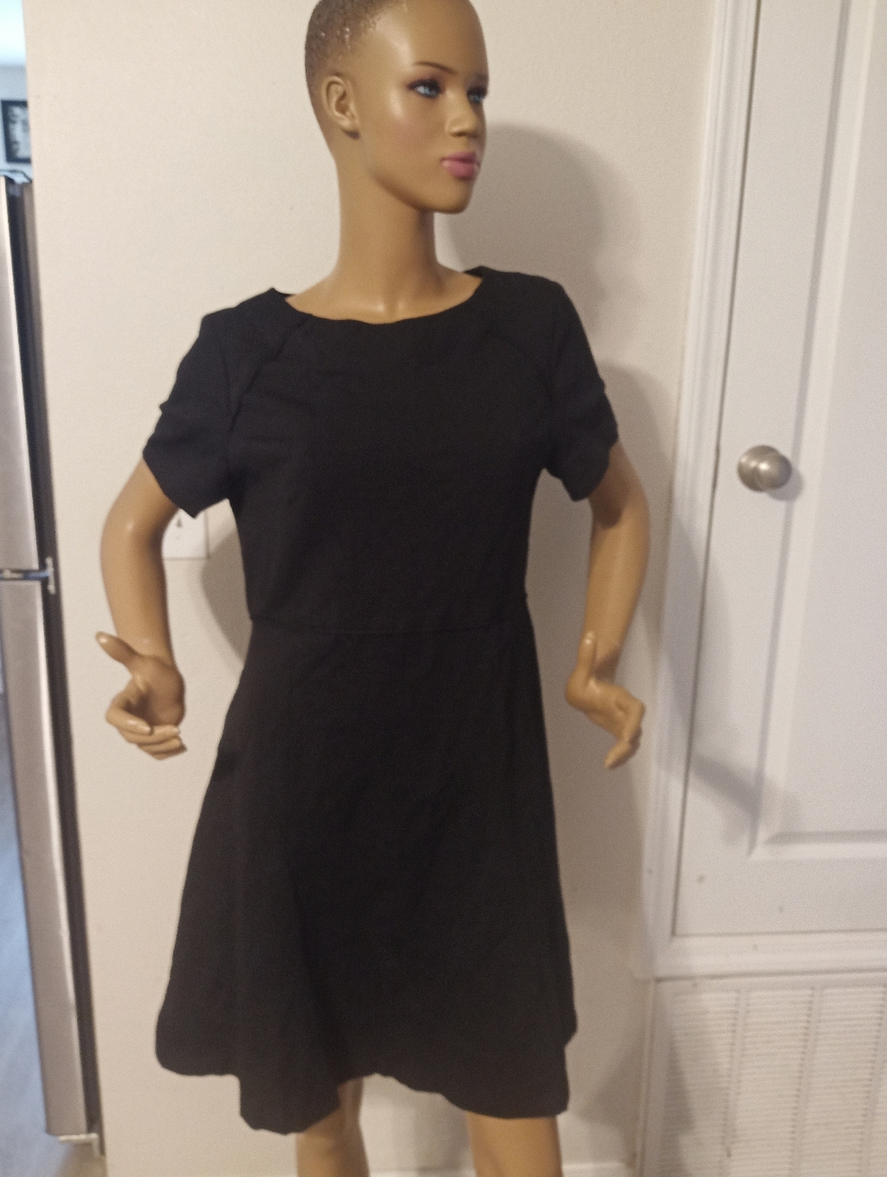 J. Crew Black Short-Sleeve Mini A-Line Dress
